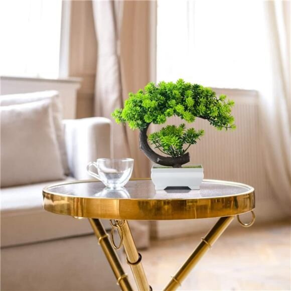 Small Fake Plants Artificial Bonsai Tree for Bookshelf Bathroom Home Décor - Picture 3 of 7
